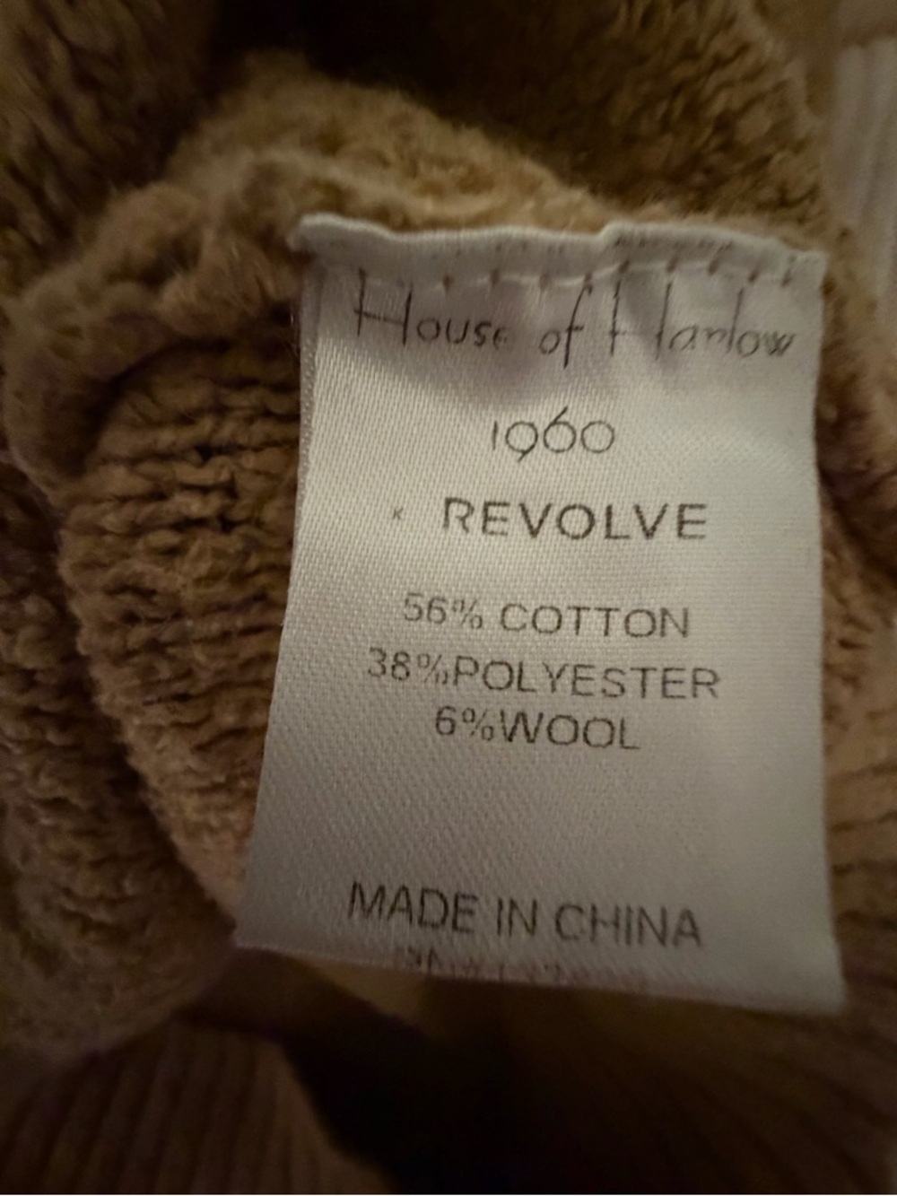 Revolve + House of Harlow 1960 Camel/Tan Ribbed Turtleneck Sweater - Picture 3 of 4